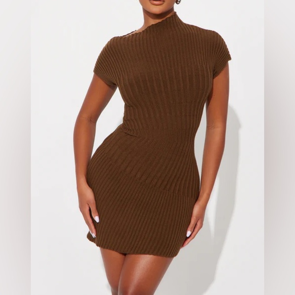 Brown Ribbed Dress